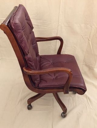 Vintage Executive Desk Chair Richmond Art Company Hardwood Leather Rolling Chair