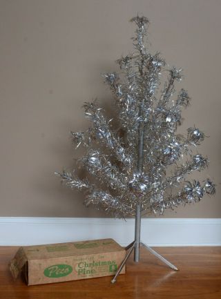 Vintage PECO 4 ft Sparkling Pom Pom Aluminum Christmas Tree 31 Branches 3