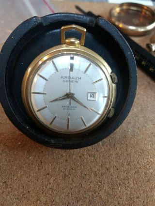 Vintage Ardath Datalarm Pocket Alarm Watch - Gold Filled Case -