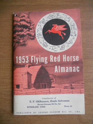 1957 Flying Red Horse Almanac E.  F.  Ohlhausen Sutherland,  Iowa Mobil Oil Co.