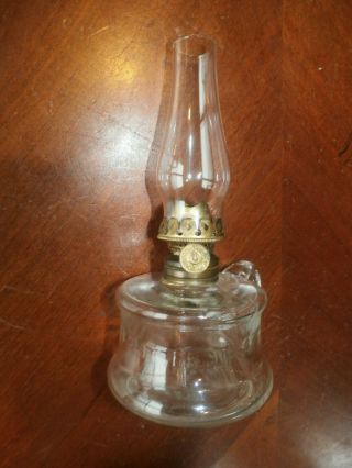 Vintage Antique Little Butter Cup Mini Miniature Finger Glass Oil Lamp Light