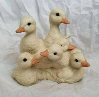 Vintage Ducklings Homco Masterpiece Porcelain Baby Duck Statue 1988