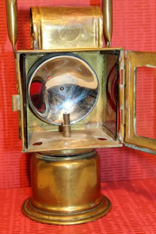Old Vintage Brass Miners Lamp Petroleum Signed Mechelin Belgien 1950