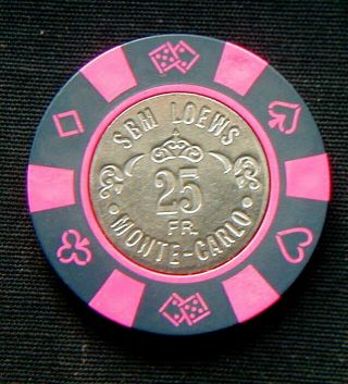 Old Rare Casino Chip 25 Francs Monaco France Monte Carlo Sbm Loews
