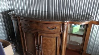 Marble Top Hutch With Glass End Case