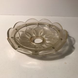 Antique Art Deco Clear Glass 10 Hole Bobeche For Lamp Or Ceiling Light Fixture