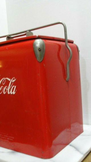 Vintage Red Metal Coca Cola COKE Cooler Ice Chest Drink Coca Cola 2