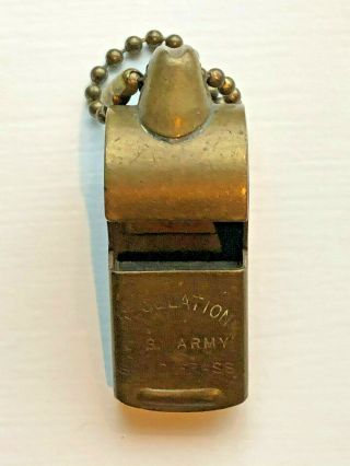 Vintage Wwi U.  S.  Army Regulation Solid Brass Whistle