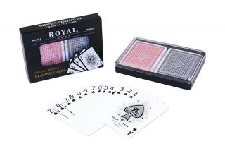 2 - Decks Royal Poker Size Large (jumbo) Index 100 Plastic Playing Cards Set I.
