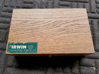 Vintage Irwin Auger Bit Set With Extra Bits Wood Box Papers
