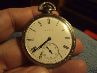 Antique 1924 Elgin Gold Filled Pocket Watch 17j Running Strong