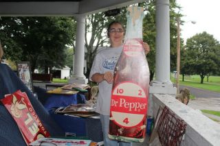 Large Vintage c.  1960 Dr Pepper Soda Pop Bottle Gas Station 2 Sided 44 