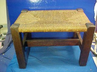 1920s Arts,  Crafts Style Oak,  Rush Footstool Orig Finish