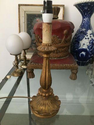 Continental,  Circa 1950’s Giltwood Candlestick Table Lamp