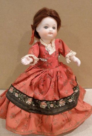 Antique 6 1/2 " French/german All Bisque Jointed Doll,  Antique Clothes