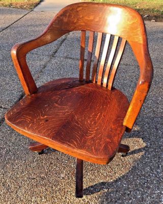 Vintage Pre - 1932 Crocker Chair Co Oak? Wood Banker Lawyer Rolling Swivel Office