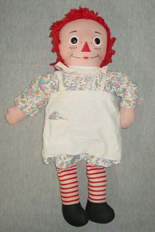 Vintage Raggedy Ann Doll 24 " Knickerbocker Dress Apron I Love You