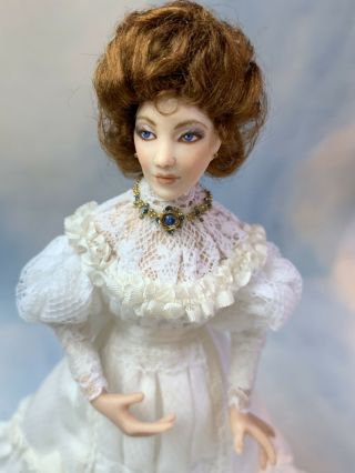 Vintage Miniature Dollhouse Uk Artisan Sculpted Victorian Lady Stunning Face
