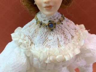 VINTAGE Miniature Dollhouse UK Artisan Sculpted Victorian Lady Stunning Face 3