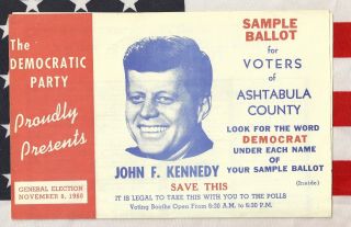 John F.  Kennedy Jfk Political Campaign Democratic Ashtabula County Ohio Oh
