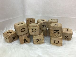 Baby Wood Block Set 15 Piece Handmade Carved Letters