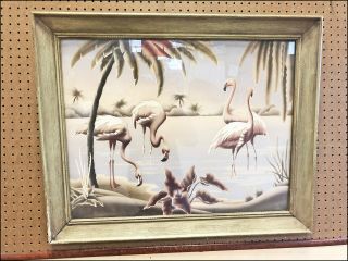 Mid Century Modern Framed Print Flamingo Turner Wall Accessory Vintage Florida