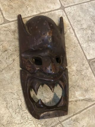 Vintage Alii Woods Honolulu Tribal Hand Carved Wood Demon Mask Hawaii