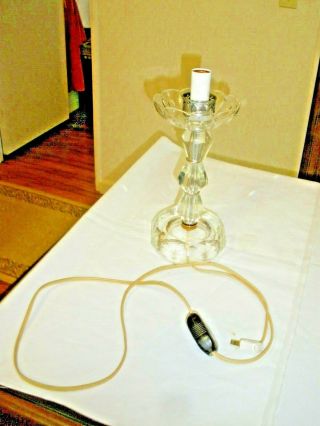 Art Deco Prism Cut Glass Clear Table Lamp Hollywood Regency Vintage - 12 "