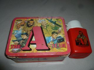 Vintage The A Team Tv Show Metal Lunch Box & Thermos 1983 Mr T Stephen Cannell