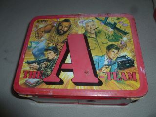 VINTAGE THE A TEAM TV SHOW METAL LUNCH BOX & THERMOS 1983 MR T STEPHEN CANNELL 2