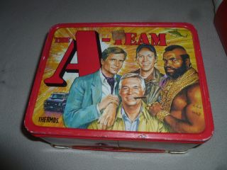 VINTAGE THE A TEAM TV SHOW METAL LUNCH BOX & THERMOS 1983 MR T STEPHEN CANNELL 3