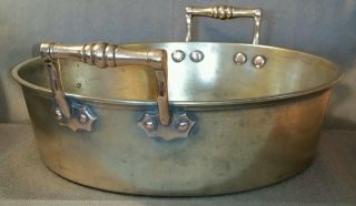 Early 19th C.  French or English Spun Brass Preserve Jam Pan w/ Handles 11 - 3/4 