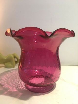 Antique Cranberry Glass Oil Lamp Shade