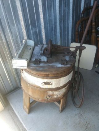Antique Wooden Washing Machine In U.  S.  Only