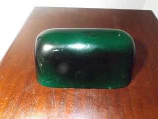 Vintage Cased Emerald Green Glass Bankers Desk Table Lamp Glass Shade