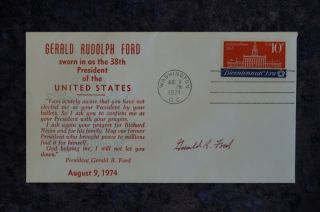 Inauguration Gerald Ford Autograph From First Day As President Aug 9 1974 B971s