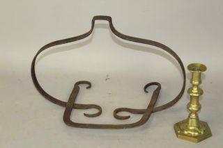 Rare Rare 17th C American Wrought Iron Hanging Kettle Or Pot Warmer Old Surface