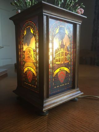 All French Table Lamp,  With Glass Sides/top/pictures