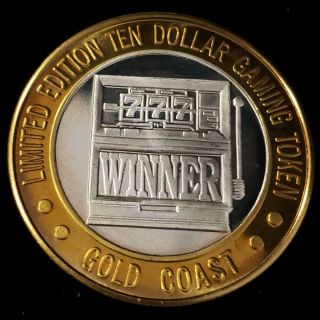 1994 Ct Gold Coast Casino.  999 Silver Strike $10 Slot Machine Game Token «gc9405