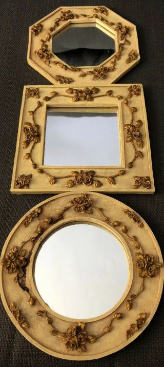 Vintage Decorative Wall Mirrors Set Of (3) 5.  5”