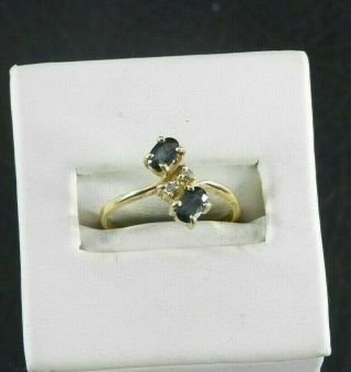 Vintage Ring Solid 14k Yellow Gold Diamond Saphire Stones Cocktail 5.  75