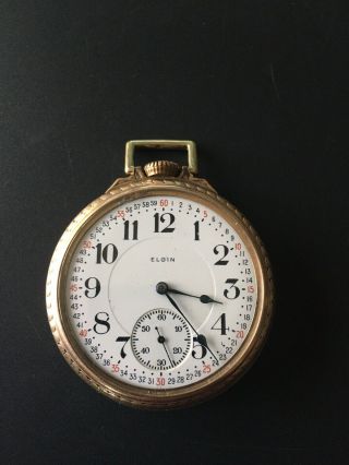 1921 Elgin 16s,  17j,  Lever Set Open Face Antique Pocket Watch Runs
