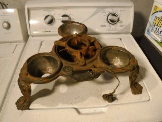 Antique Cast Iron Lighted Christmas Tree Stand Lion Claw Feet Victorian Genesee