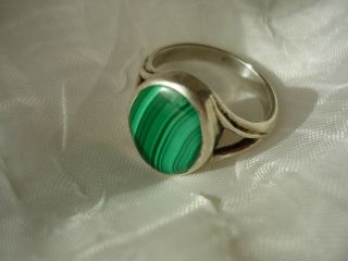 Vintage Southwestern Sterling Silver 925 Ring With Malachite Stone,  Size 9.  75