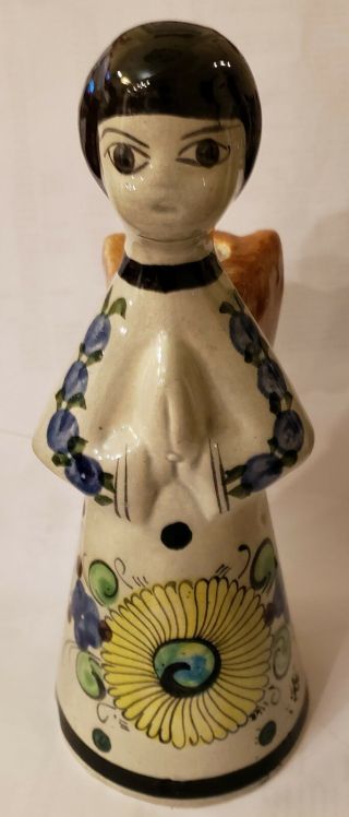 Mexican Ceramic/clay Angel Folk Art Hand Painted Collectible Candle Holder