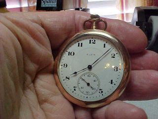 Vintage Elgin 12 Size Pocket Watch 20yr Gf Dueber Case Dial Needs Cleaned G