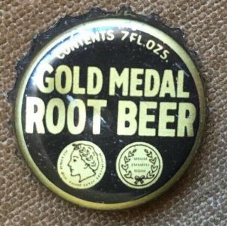 Vtg Gold Medal Root Beer Soda Cork Crown Bottle Cap St Paul Mn Black