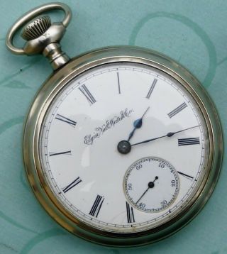 Vintage Elgin 18 Size Silver Color Pocket Watch /