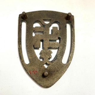 Antique Vtg Good Luck Swastika Symbol Footed Trivet Sad Iron Holder Cast Iron 2