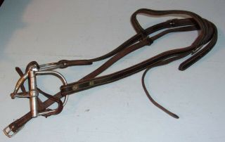 Double Stitched Leather Western Bridle Headstall W/ D Ring Snaffle Bit